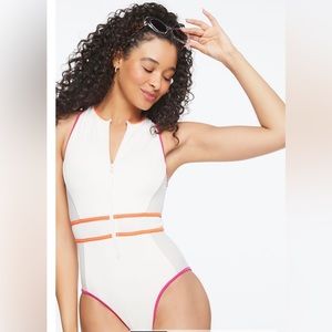Forever 21 Contrast-Trim One-Piece Swimsuit